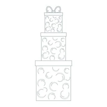 Vector illustration of gift boxes decorated snowflakes on white background ma 스톡 일러스트