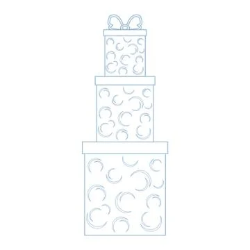 Vector illustration of gift boxes decorated snowflakes on white background ma 스톡 일러스트