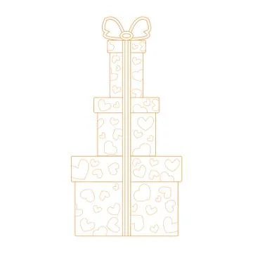 Vector illustration of gift boxes decorated hearts on white background made i 스톡 일러스트