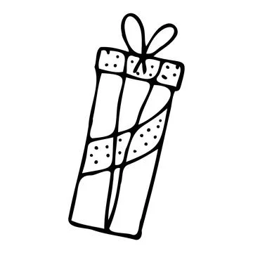 Vector illustration of a gift in doodle style. Stock Illustration