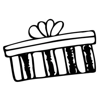 Vector illustration of a gift in doodle style. Stock Illustration