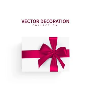 Vector illustration, gift. Festive box with red bow ribbon. Stockillustratie