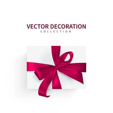 Vector illustration, gift. Festive box with red bow ribbon. Stockillustratie