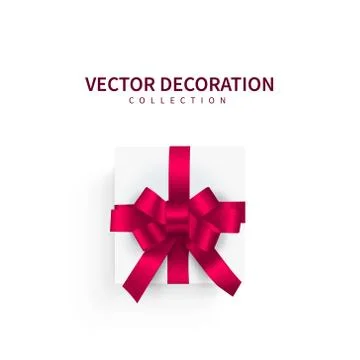 Vector illustration, gift. Festive box with red bow ribbon. Stockillustratie