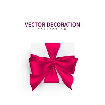 Vector illustration, gift. Festive box with red bow ribbon. Stockillustratie