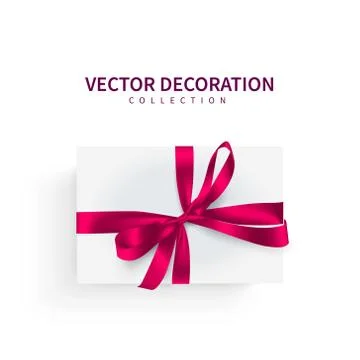 Vector illustration, gift. Festive box with red bow ribbon. Stockillustratie