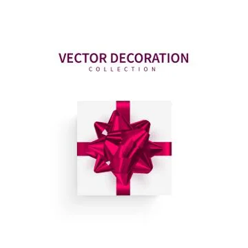 Vector illustration, gift. Festive box with red bow ribbon. Illustrazione stock