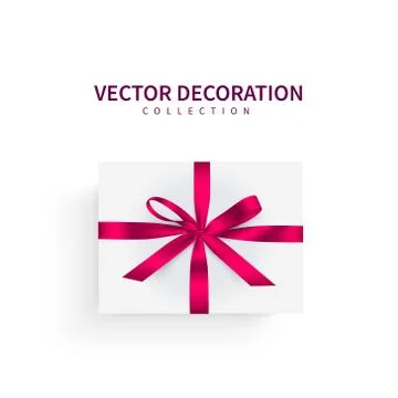 Vector illustration, gift. Festive box with red bow ribbon. Illustrazione stock