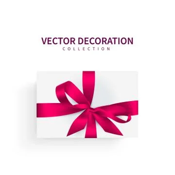 Vector illustration, gift. Festive box with red bow ribbon. Stockillustratie