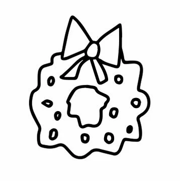 Vector illustration a gift for New year, Christmas wreath. Stock Illustration