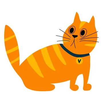 Vector illustration of ginger cat in cartoon flat style. Funny pet character  Stock Illustration