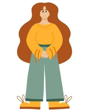 Vector illustration of a girl with sick belly. Stock Illustration