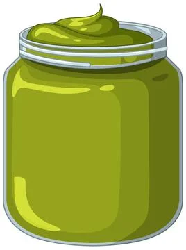 Vector Illustration of a Glass Jar Filled with Green Pistachio Cream Stock Illustration