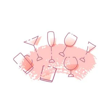 Vector illustration of glasses of alcoholic drinks isolated on white backgrou Stock Illustration