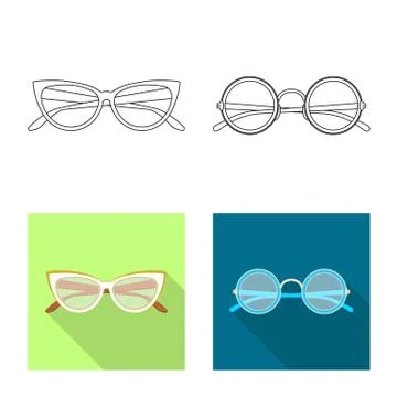 Vector illustration of glasses and frame sign. Set of glasses and accessory Stock-Illustration