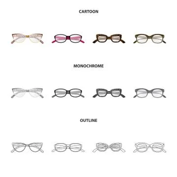 Vector illustration of glasses and frame sign. Set of glasses and accessory Stock-Illustration
