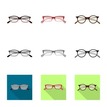 Vector illustration of glasses and frame logo. Collection of glasses and Stock Illustration