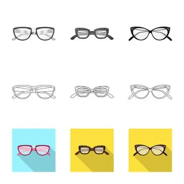 Vector illustration of glasses and frame sign. Set of glasses and accessory Stock-Illustration