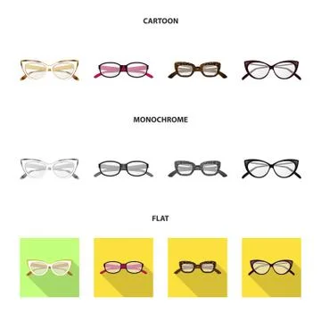Vector illustration of glasses and frame symbol. Collection of glasses and Stock Illustration