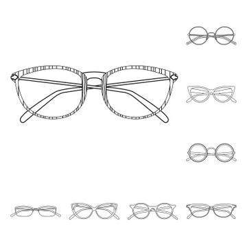 Vector illustration of glasses and frame symbol. Set of glasses and accessory Stock-Illustration