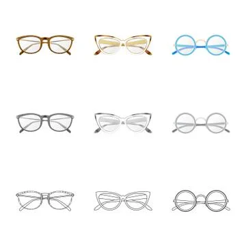 Vector illustration of glasses and frame sign. Set of glasses and accessory Stock-Illustration