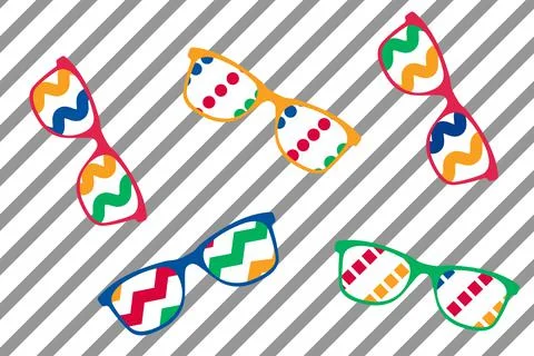 Vector Illustration of Glasses Turning Grey into Colours Stock Illustration