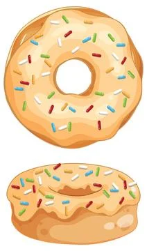 Vector Illustration of a Glazed Donut with Multi-Colored Sprinkles Stock Illustration