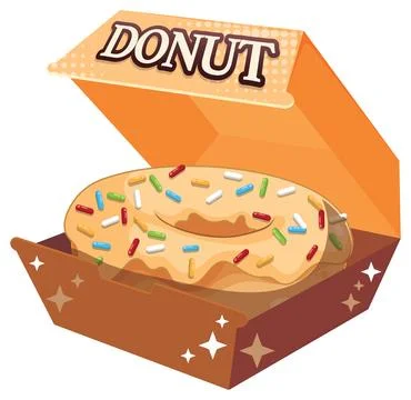 Vector Illustration of a Glazed Donut with Sprinkles in an Open Box Stock Illustration