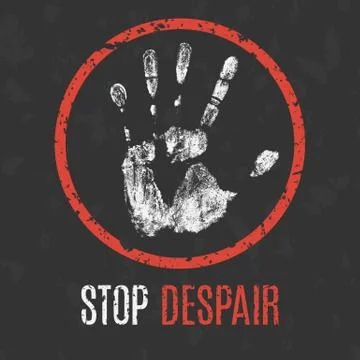 Vector illustration. Global problems of humanity. Stop despair sign. Stock Illustration