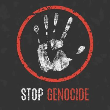 Vector illustration. Global problems of humanity. Stop genocide sign. Stock Illustration