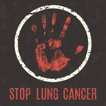 Vector illustration. Global problems of humanity. Stop lung cancer sign. Stock Illustration