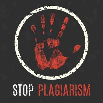 Vector illustration. Global problems of humanity. Stop plagiarism. Stock Illustration