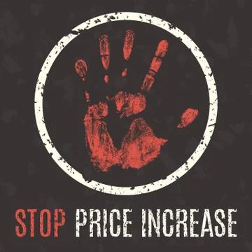 Vector illustration. Global problems of humanity. Stop price increase sign. Stock Illustration
