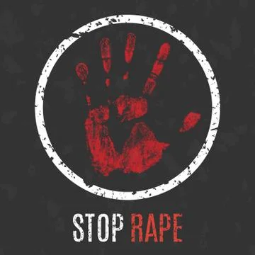 Vector illustration. Global problems of humanity. Stop rape sign. 스톡 일러스트