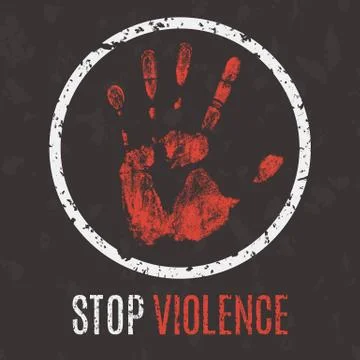 Vector illustration. Global problems of humanity. Stop violence sign. イラスト素材