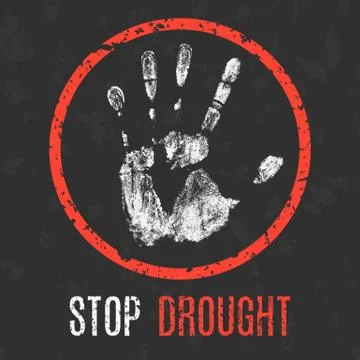 Vector illustration. Global problems of humanity. Stop drought. イラスト素材