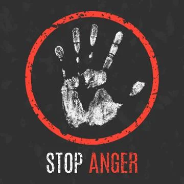 Vector illustration. Global problems of humanity. Stop anger sign. Stock Illustration