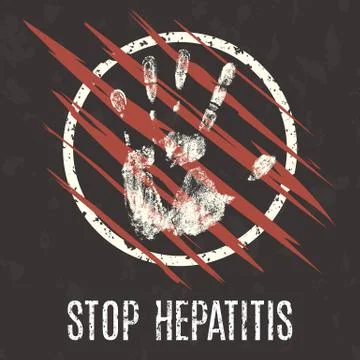Vector illustration. Global problems of humanity. Stop Hepatitis. Ilustração Stock