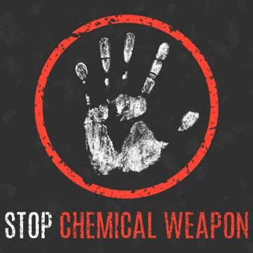 Vector illustration. Global problems of humanity. Stop chemical weapon. Ilustración de archivo