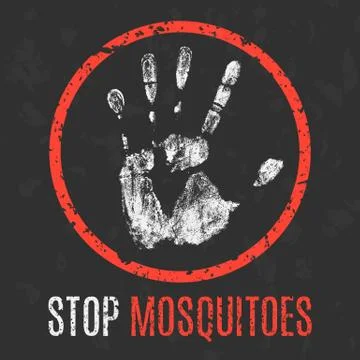 Vector illustration. Global problems of humanity. Stop mosquitoes. Stock Illustration