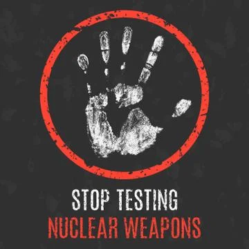 Vector illustration. Global problems of humanity. Stop nuclear weapons testin Illustration