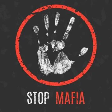 Vector illustration. Global problems of humanity. Stop Mafia. Ilustração Stock