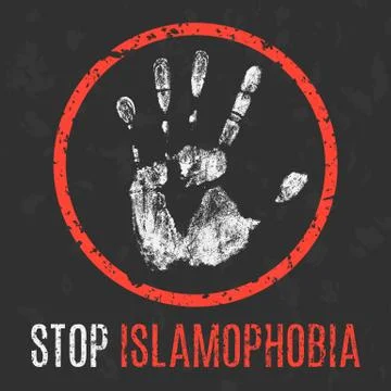 Vector illustration. Global problems of humanity. Stop islamophobia. Stock Illustration