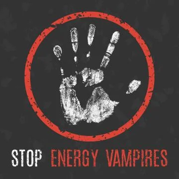 Vector illustration. Global social problems of humanity. Stop energy vampires Stock Illustration