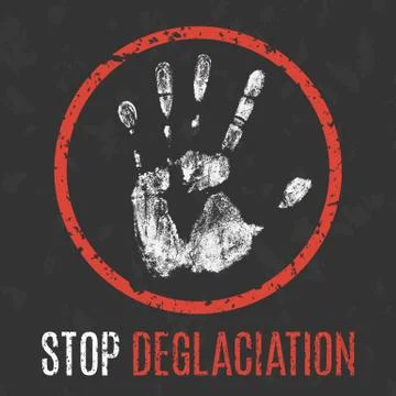 Vector illustration. Globall problems of humanity. Stop deglaciation sign. Stock Illustration