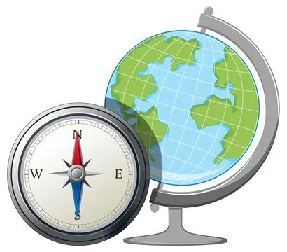 Vector Illustration of Globe and Compass Stockillustratie