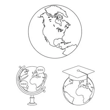 Vector illustration of globe and world sign. Set of globe and earth vector icon Stock Illustration