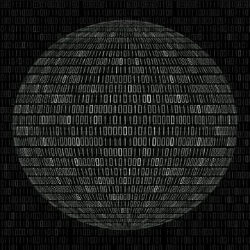 Vector illustration of globe with binary code, abstract technology ball Stock Illustration