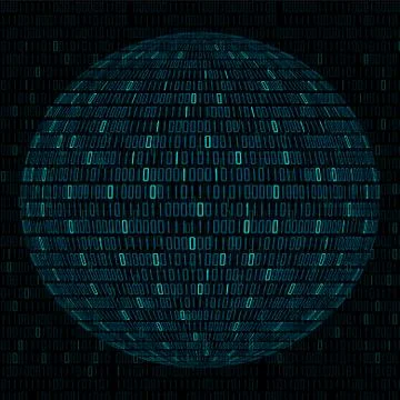Vector illustration of globe with binary code, abstract technology ball Stock Illustration