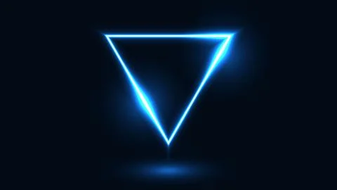 Vector illustration of glowing blue gradient neon triangle. Stock Illustration